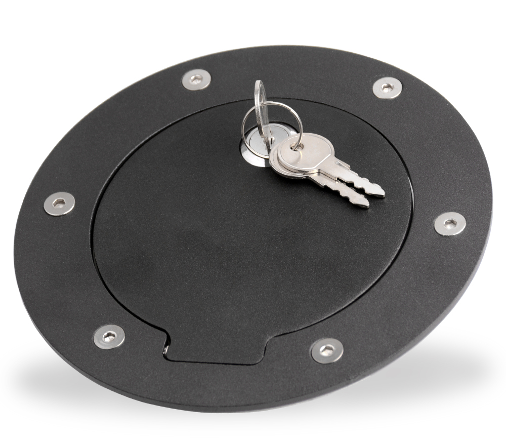 Black Aluminum Gas Fuel Door w/ Lock + Key For 0713 Chevy Silverado/GMC Sierra