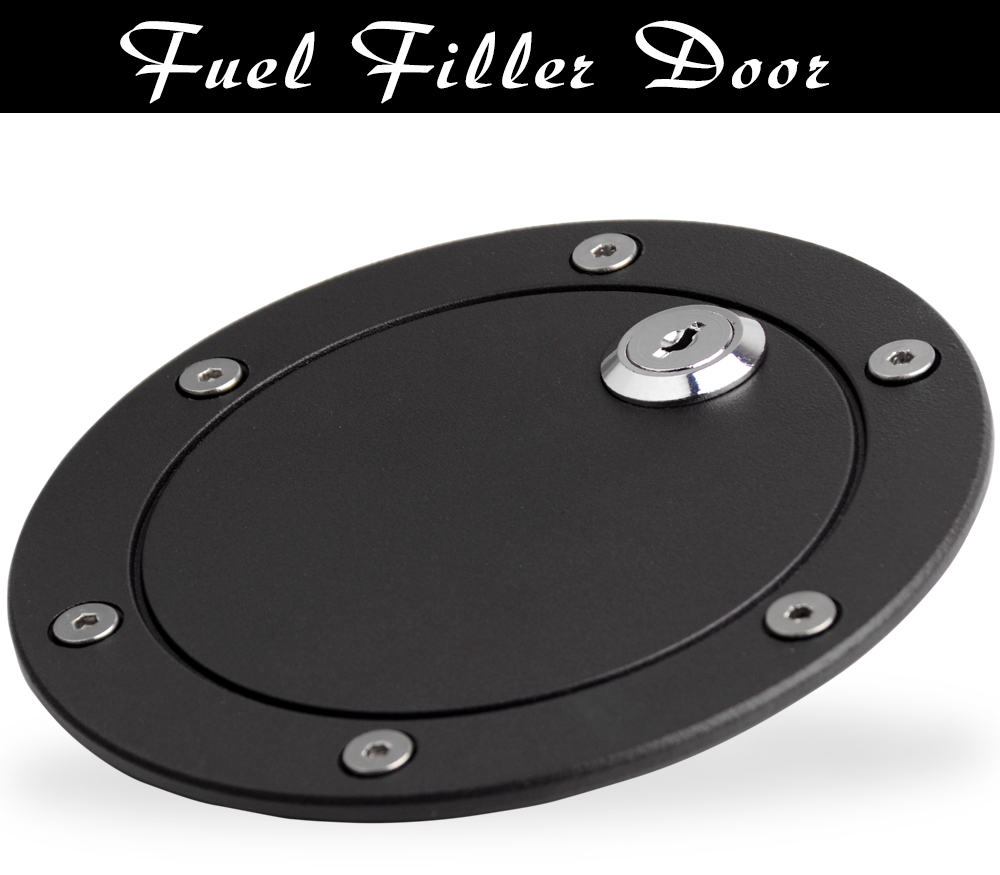 BLACK ALUMINUM GAS FUEL DOOR COVER CAP+LOCK FOR 0408 Ford F150 V6 V8