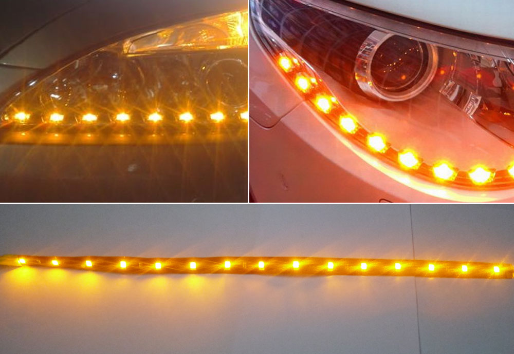 4X 24"/60CM Amber Under Eye LED Light Strip Car Motor Truck 2835 12V