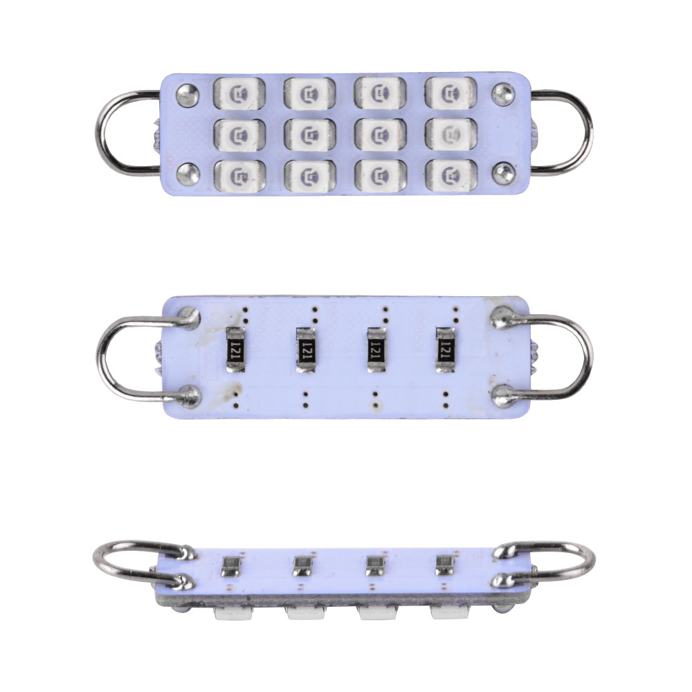 4X Ultra Blue Rigid Loop Festoon 1.73" 44mm 12SMD LED Bulbs Interior