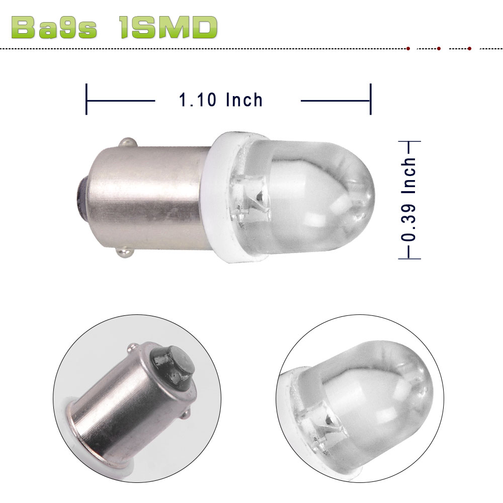 20x Super White BA9S LED Interior Dome Instrument Panel Dash Gauge