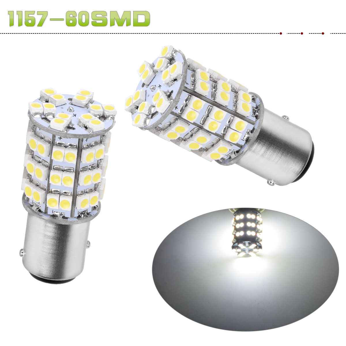 4 X 6000K White 1157 3528 Chip 60 SMD LED Tail Brake Backup Reverse Light Bulbs