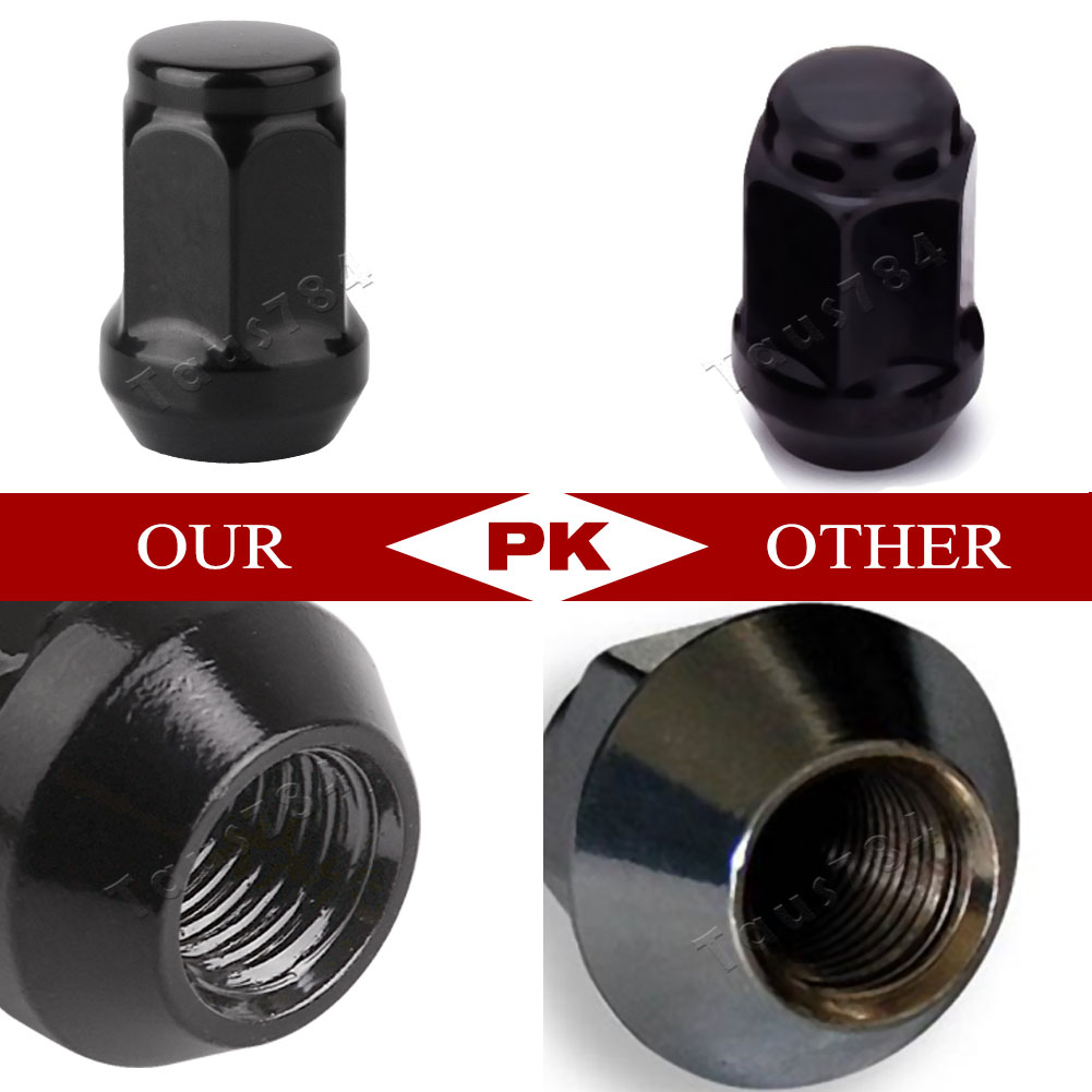 20 Black 12x1.5 Steel Lug Nuts Cone Seat Closed End for Ford Fusion