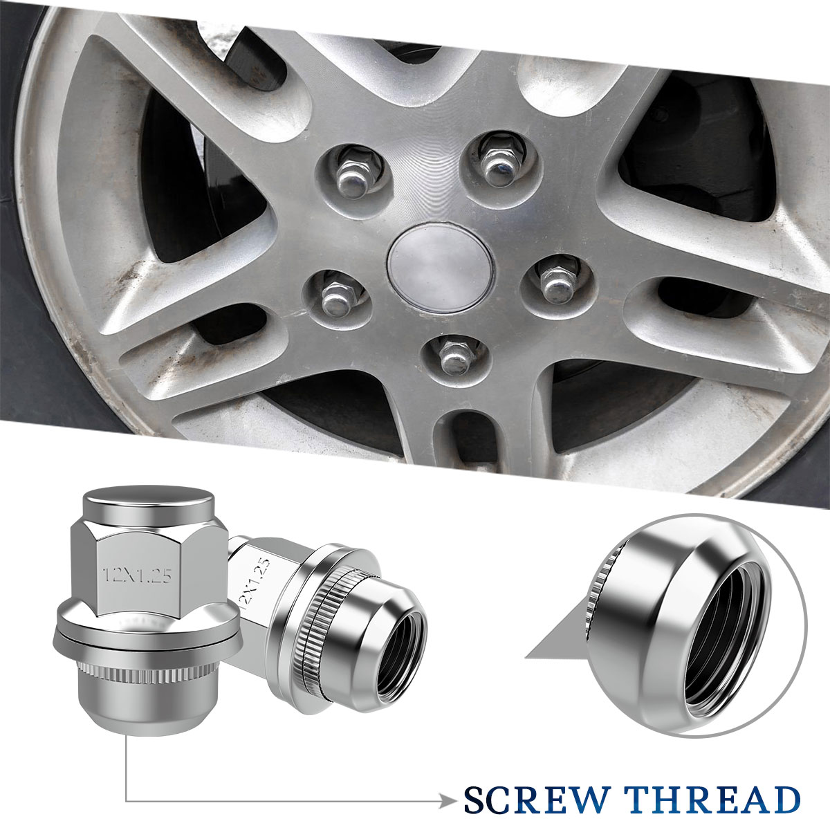 20 Chrome Mag Lug Nuts 12x1.25 for SUBARU BRZ NISSAN ALTIMA GTR