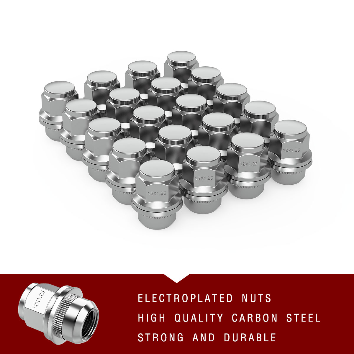 Buyer Needs to Review The spec Total Length 20pcs Chrome 12mm X 1.25 Wheel Lug Nuts fit 2010 Infiniti FX35 May Fit OEM Rims 1.77