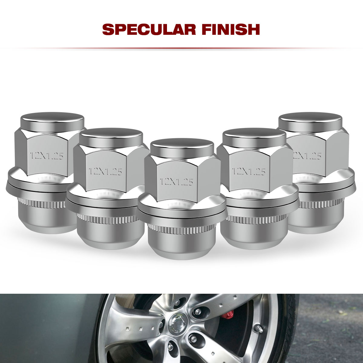 20 Chrome 12x1.25 Mag Seat Lug Nut for Nissan Frontier Xterra Titan